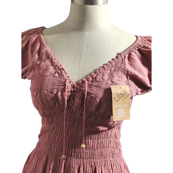 LRSM Cotton Smock Dress Pink Womens Size XSmall/Small - Picture 2 of 4